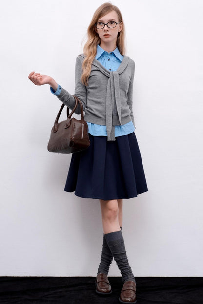 Casual Navy Collar Pullover Sweater