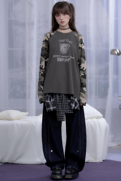 Autumn Style Gray Raglan Top