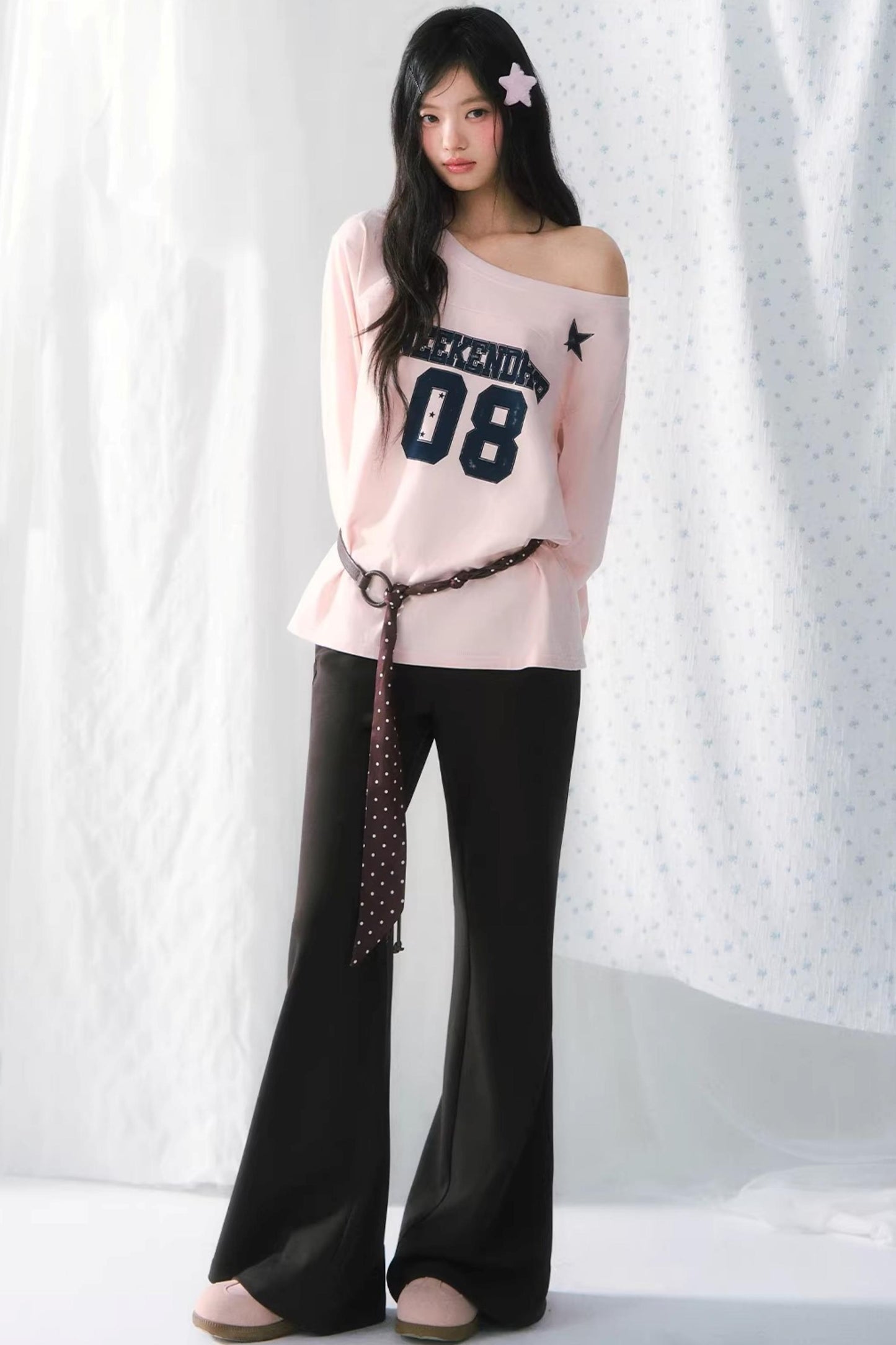 Haut à épaules dénudées et blocs de couleurs