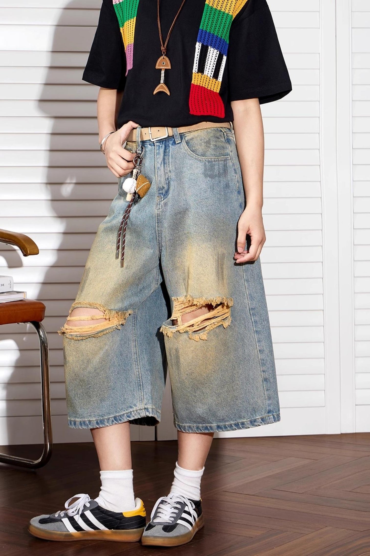 Vintage Wash Wide-Leg Shorts