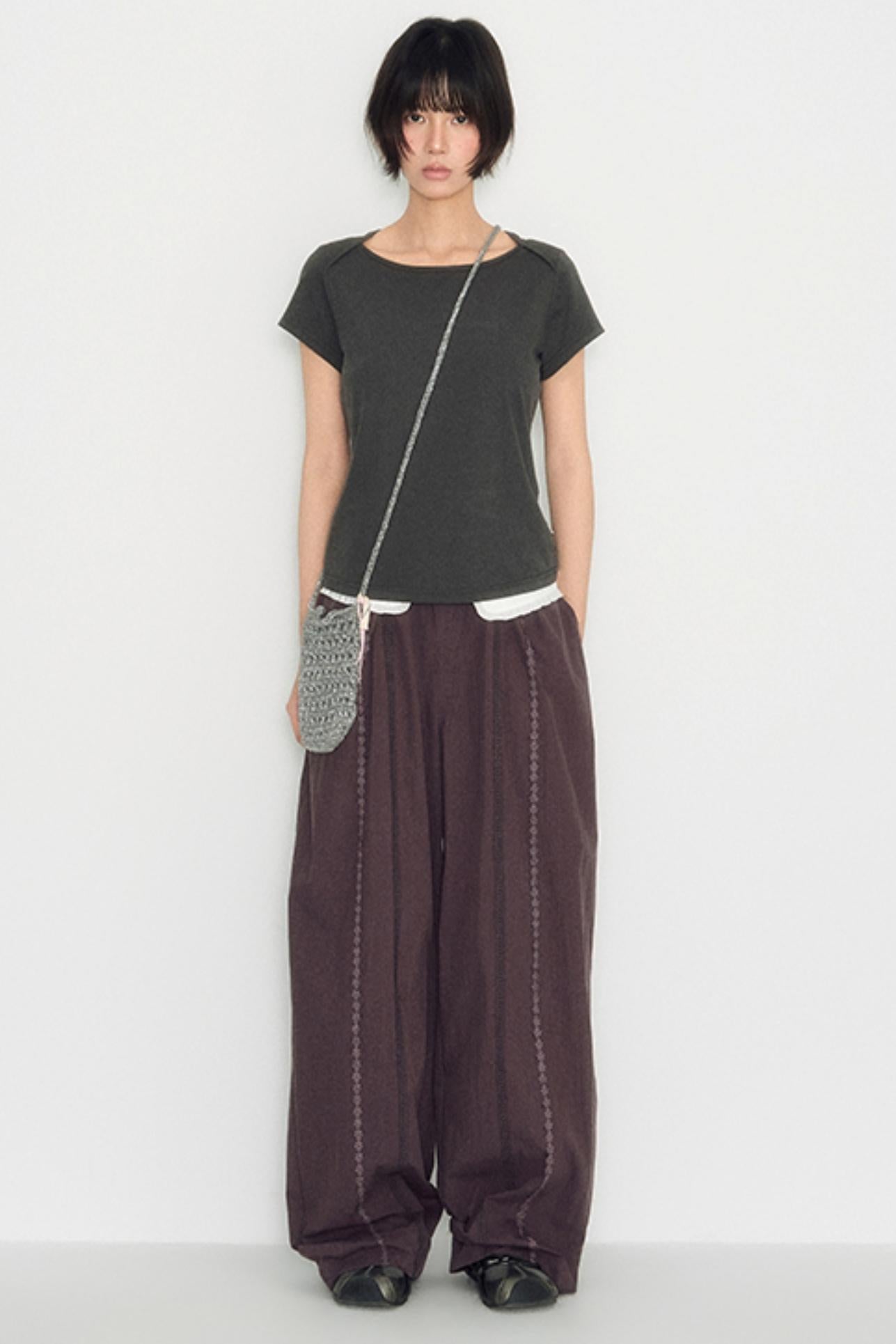 Flocked Slim Crop Top