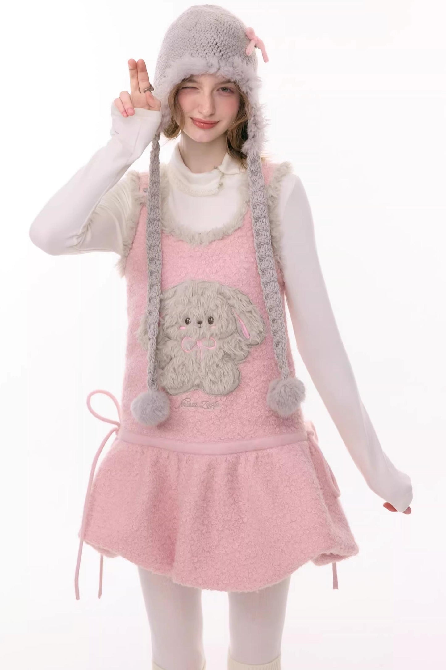 Pink Mist Plush Vest Dress