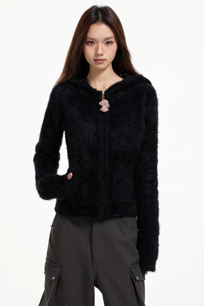 Swingable Hooded Plush Coat