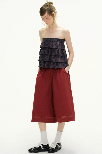 Retro Plaid Ruffled Skirt