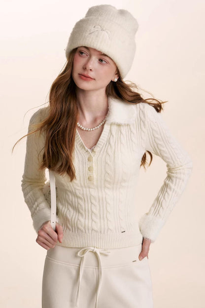 Cloud Soft Velvet Lapel Sweater