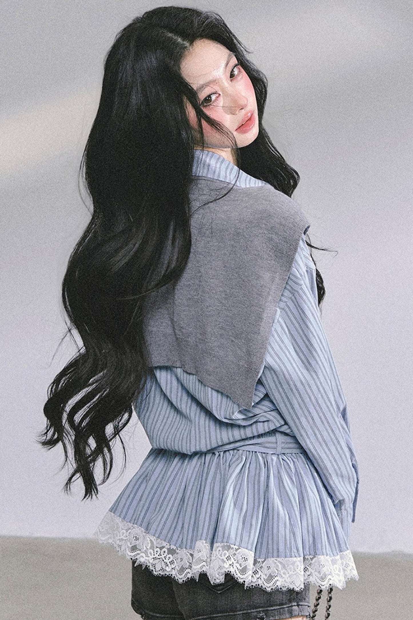 French Lace Stripe Shirt Set-Up