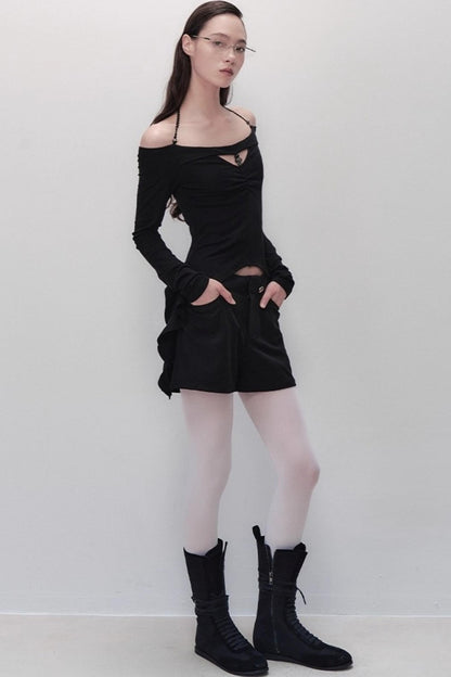 Yuan Shadow Pleated Shorts Skirt