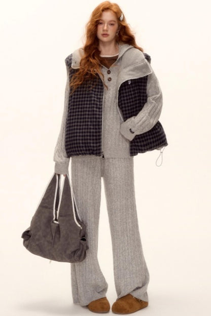 Reversible Plaid Lace Vest