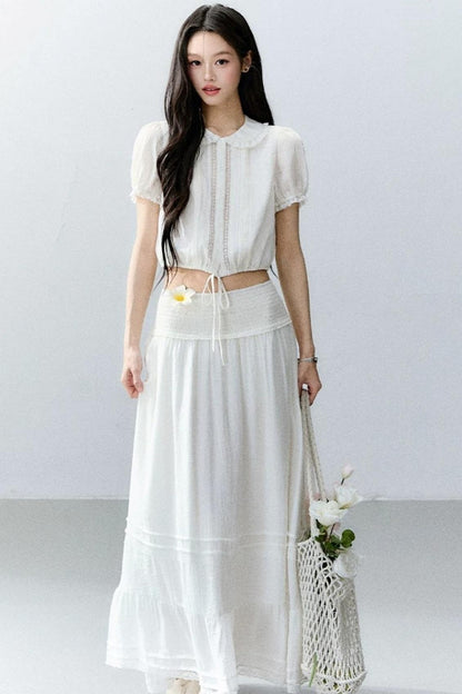White Moonlight Lace Blouse Set-Up