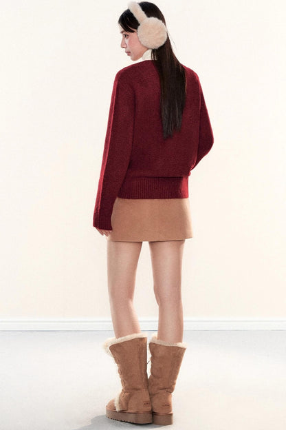 Woolen A-Line Culottes Skirt