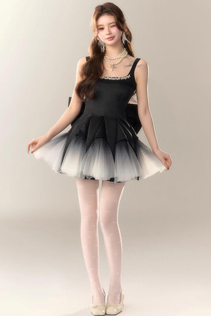 Swan Dance Mesh Panelled Slip Dress