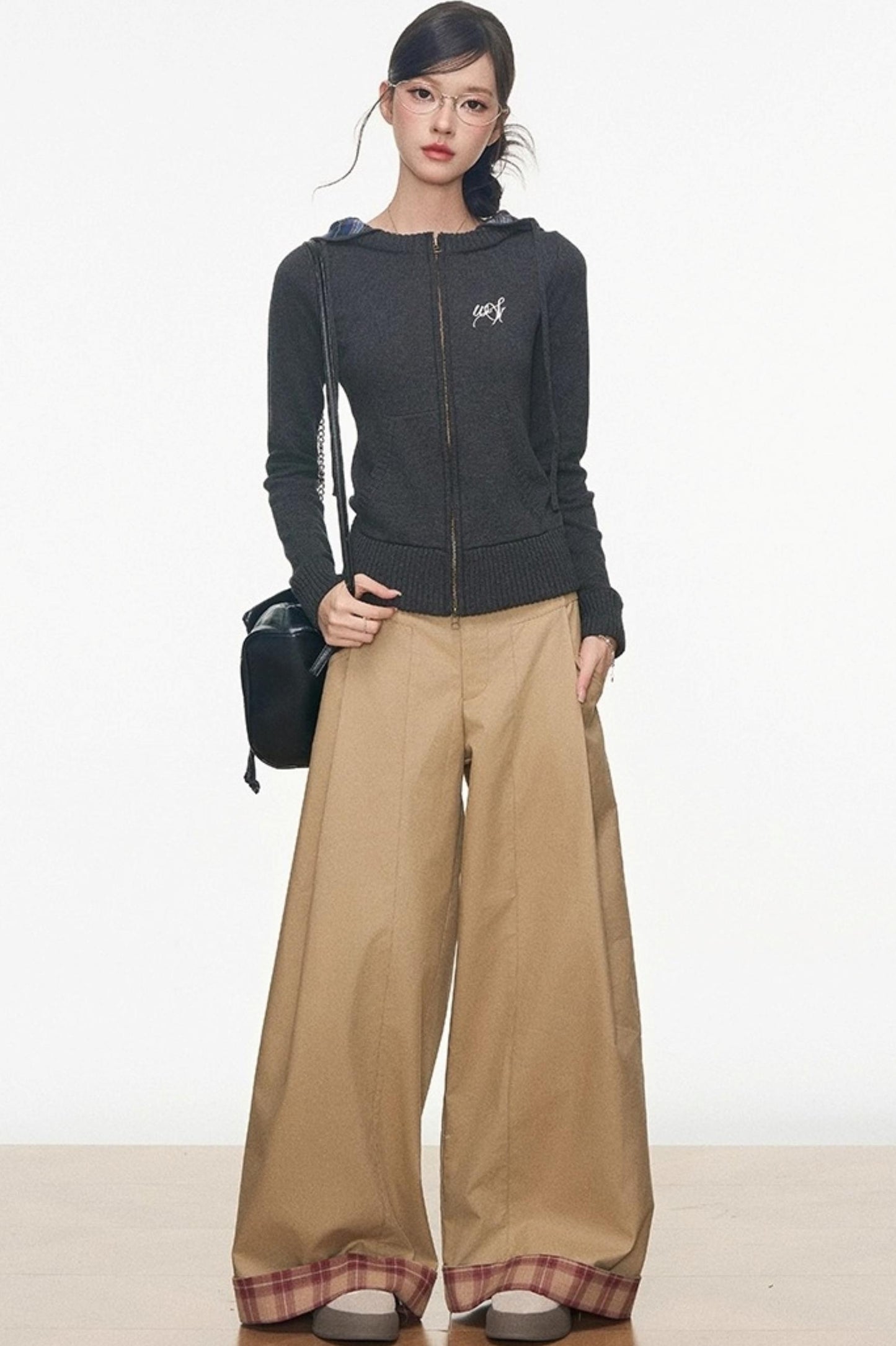 Zipper Sweater With Trousers Set-Up