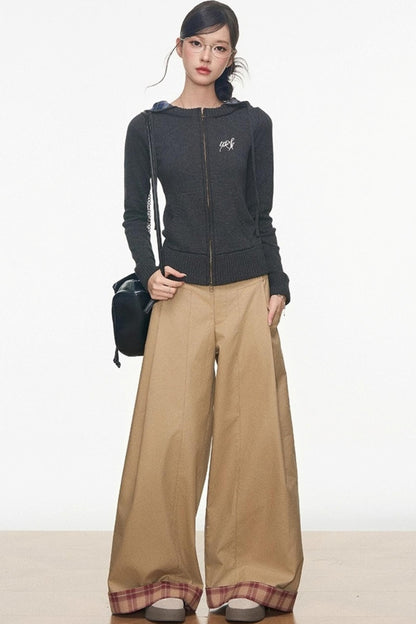 Zipper Sweater With Trousers Set-Up