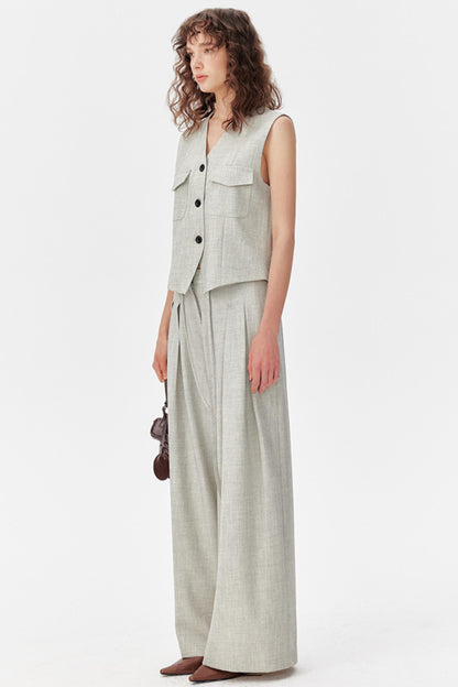 Luxe Pleated Wide-Leg Trouser Set-Up