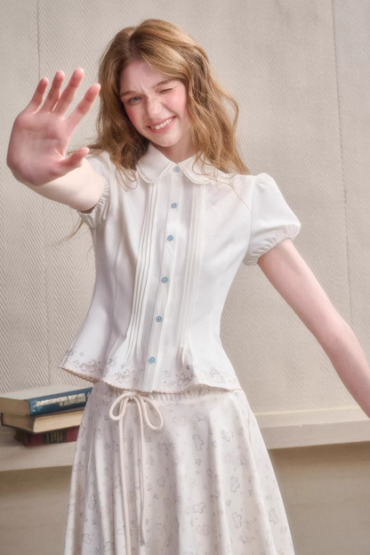 Handmade Embroidered Doll Collar Blouse