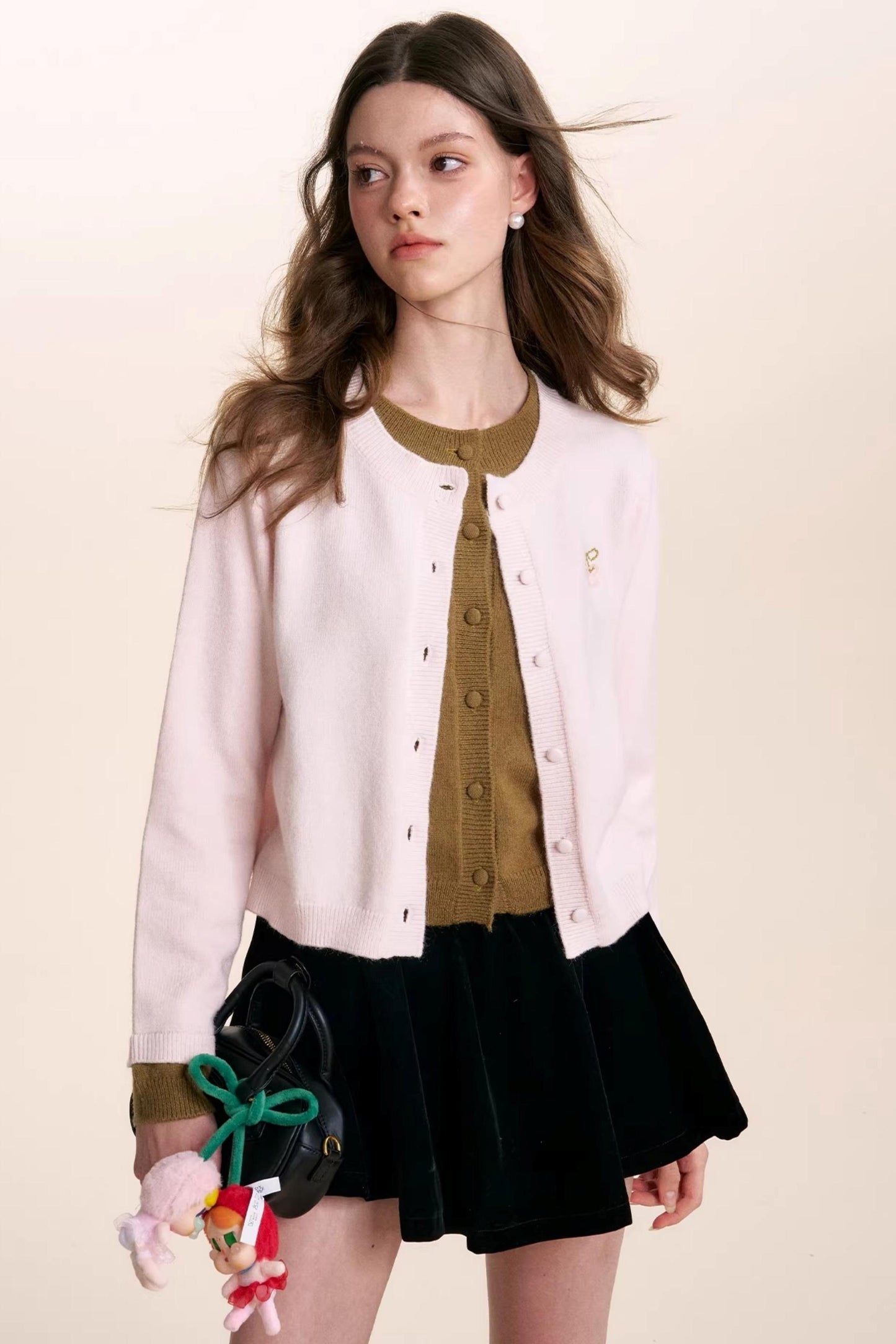 Wool Blend Color-Blocked Cardigan