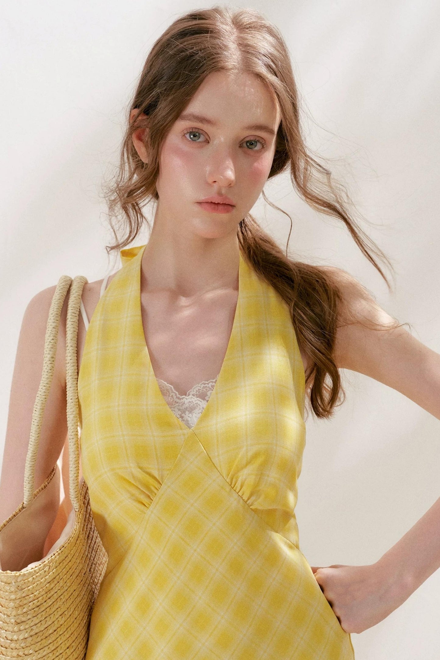 Staycation Plaid Halter Dress