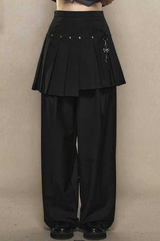 Black IRREGLAR BOW A-LINE SKIRT SET-UP