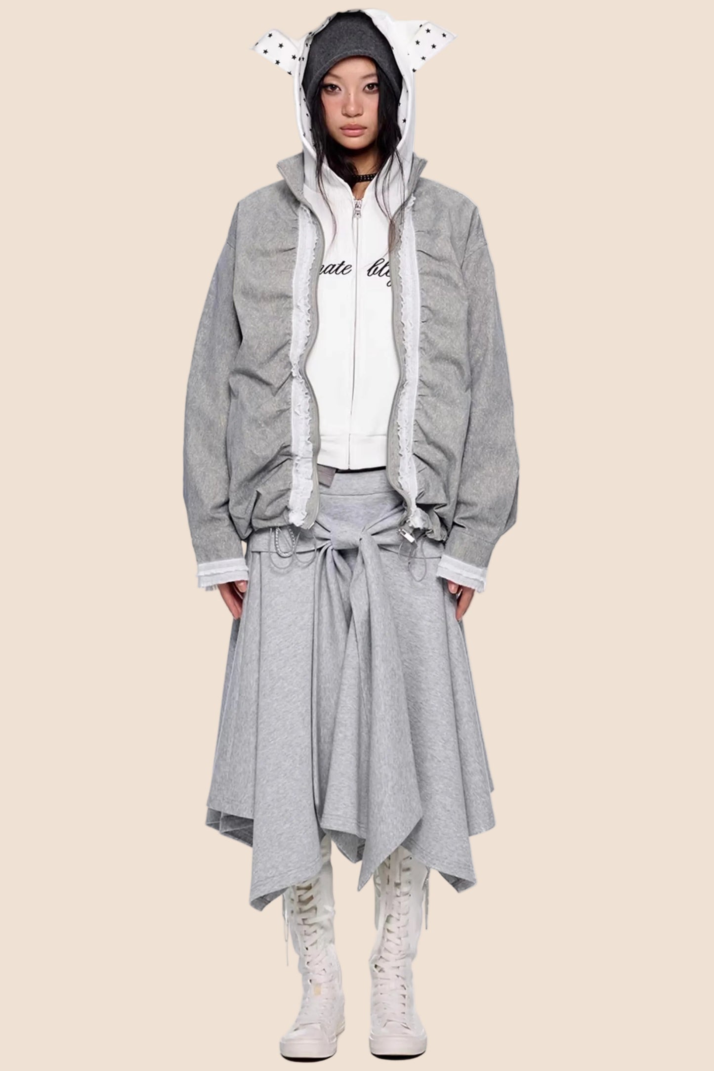 Jacke mit Kordelzug und Reißverschluss