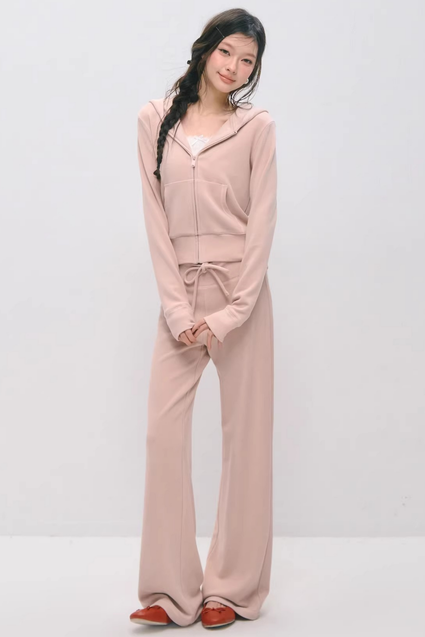 Cloud-Velvet Hooded Sweatshirt Set