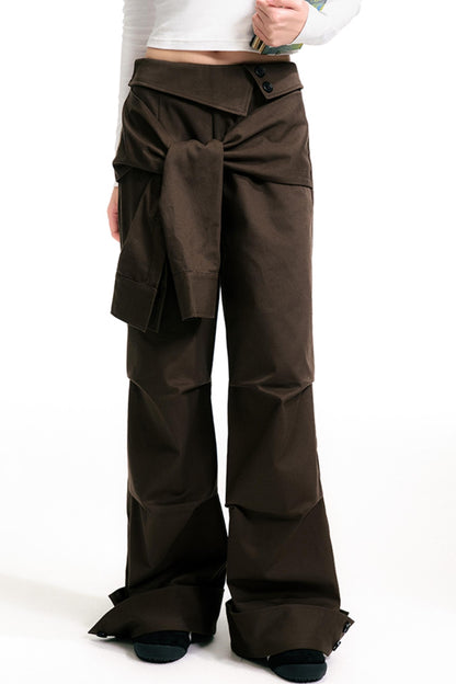 Pleated Brown Pants