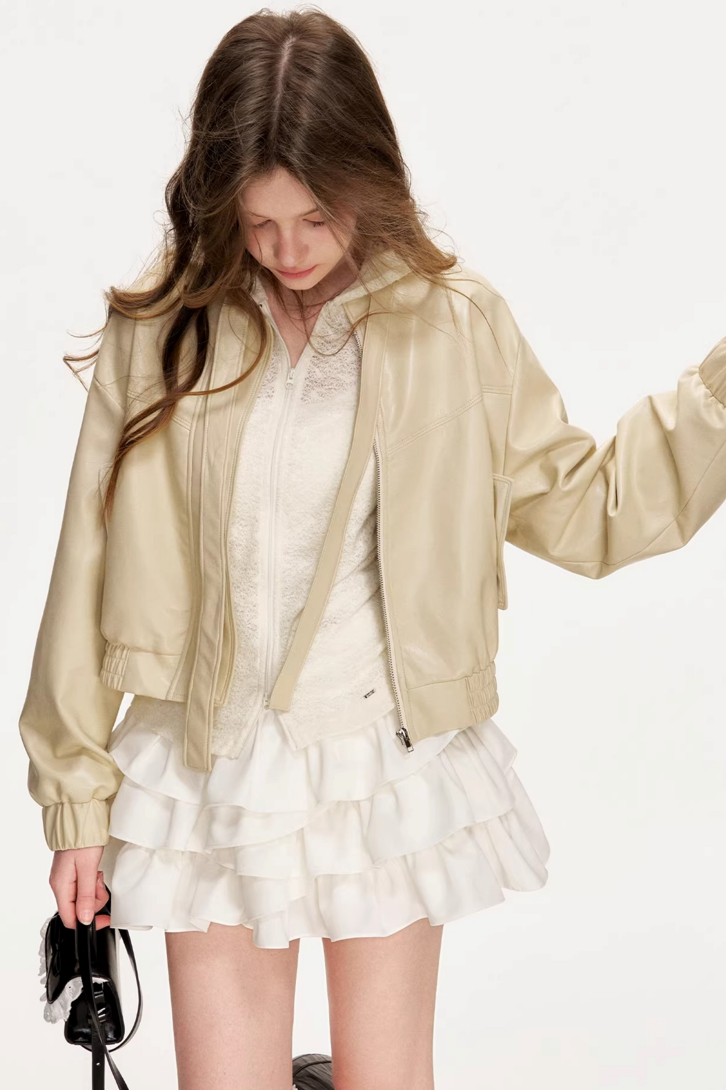 Eco-Friendly Bowknot Leather Jacket