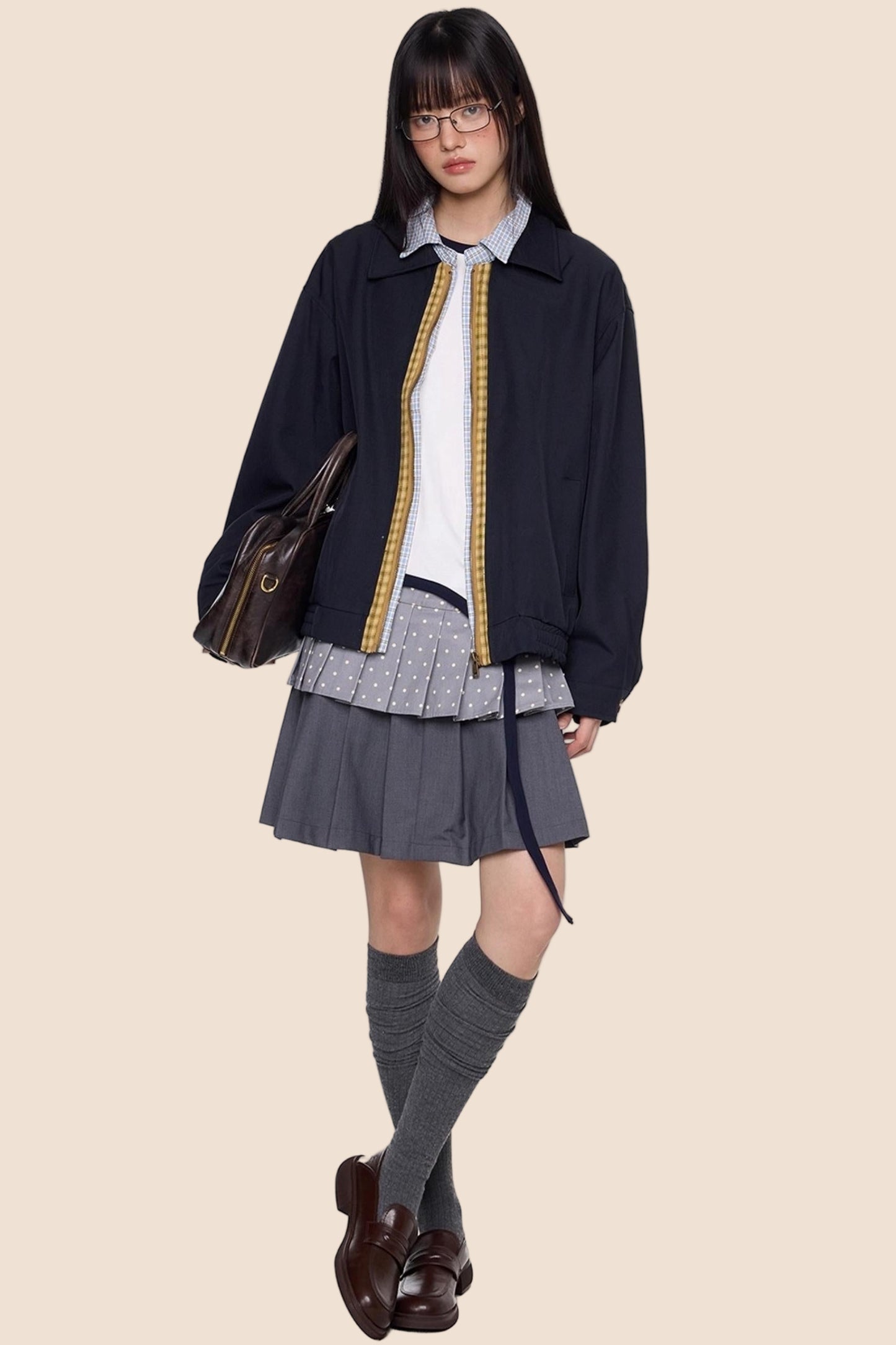 Vintage Contrast Lapel Jacket