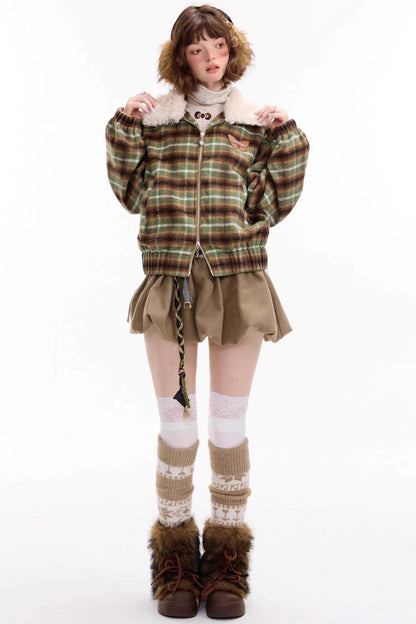 Autumn High-Waisted Woolen A-Line Skirt