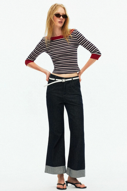 Lyocell Tencel Striped Knit Sweater