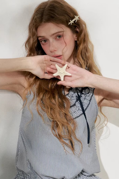 Striped Halter Top and Skirt Matching Set