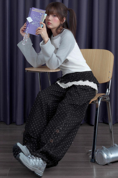 Sweet Patchwork Knitted Raglan T-shirt