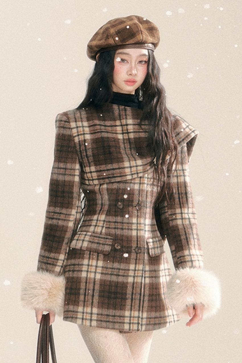 Korean Checked Woolen Jacket