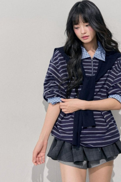 American Striped Polo Top