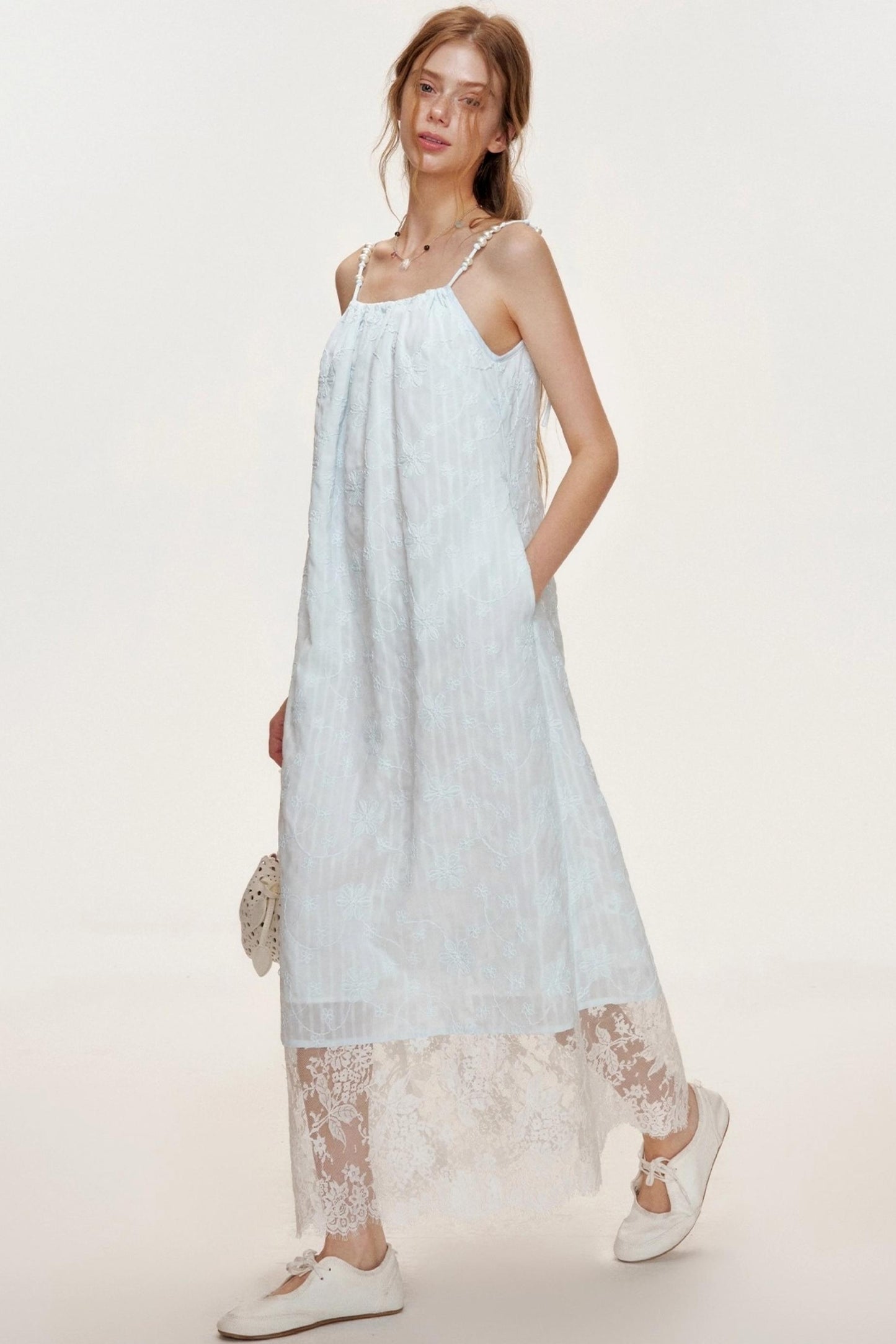 Ocean Blue Lace A-Line Dress