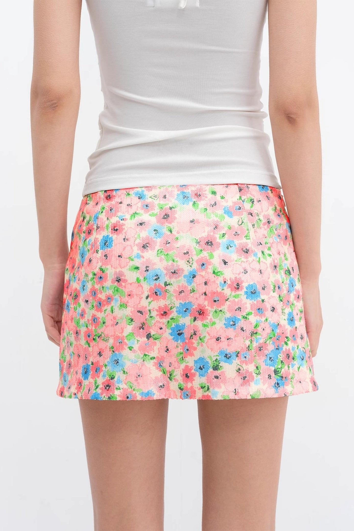 Colorful Floral Sequin Skirt