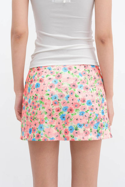 Colorful Floral Sequin Skirt