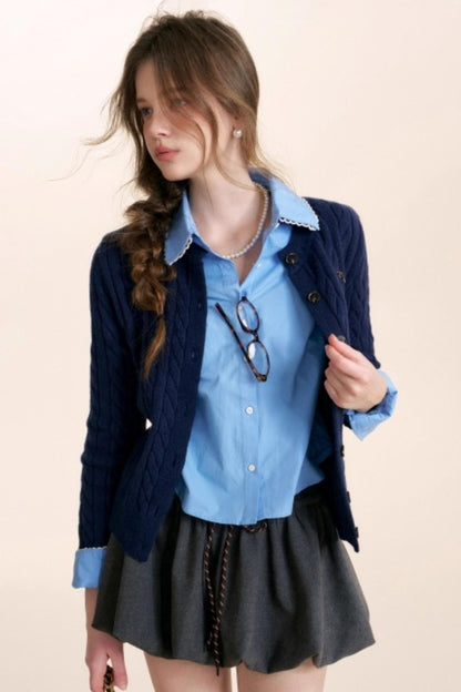 Lace Patchwork Cotton Shirt