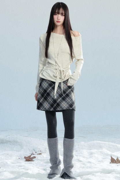 Slanted Shoulder Knit Shirt