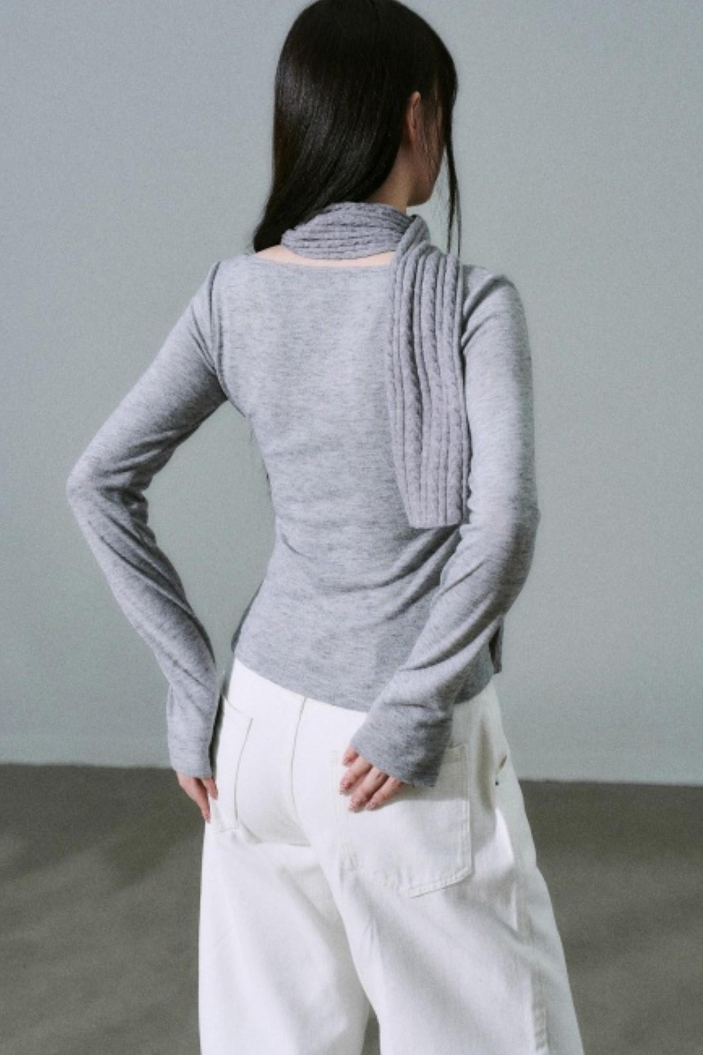 Crew Neck Patchwork Slim Sweater