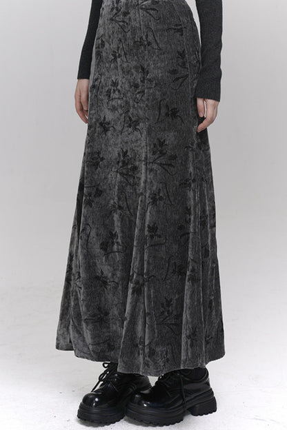 Chinese Velvet Long Skirt