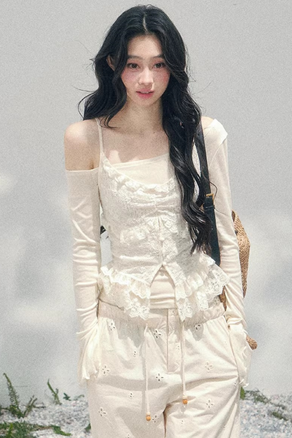 Lace Draped Two-Piece Top