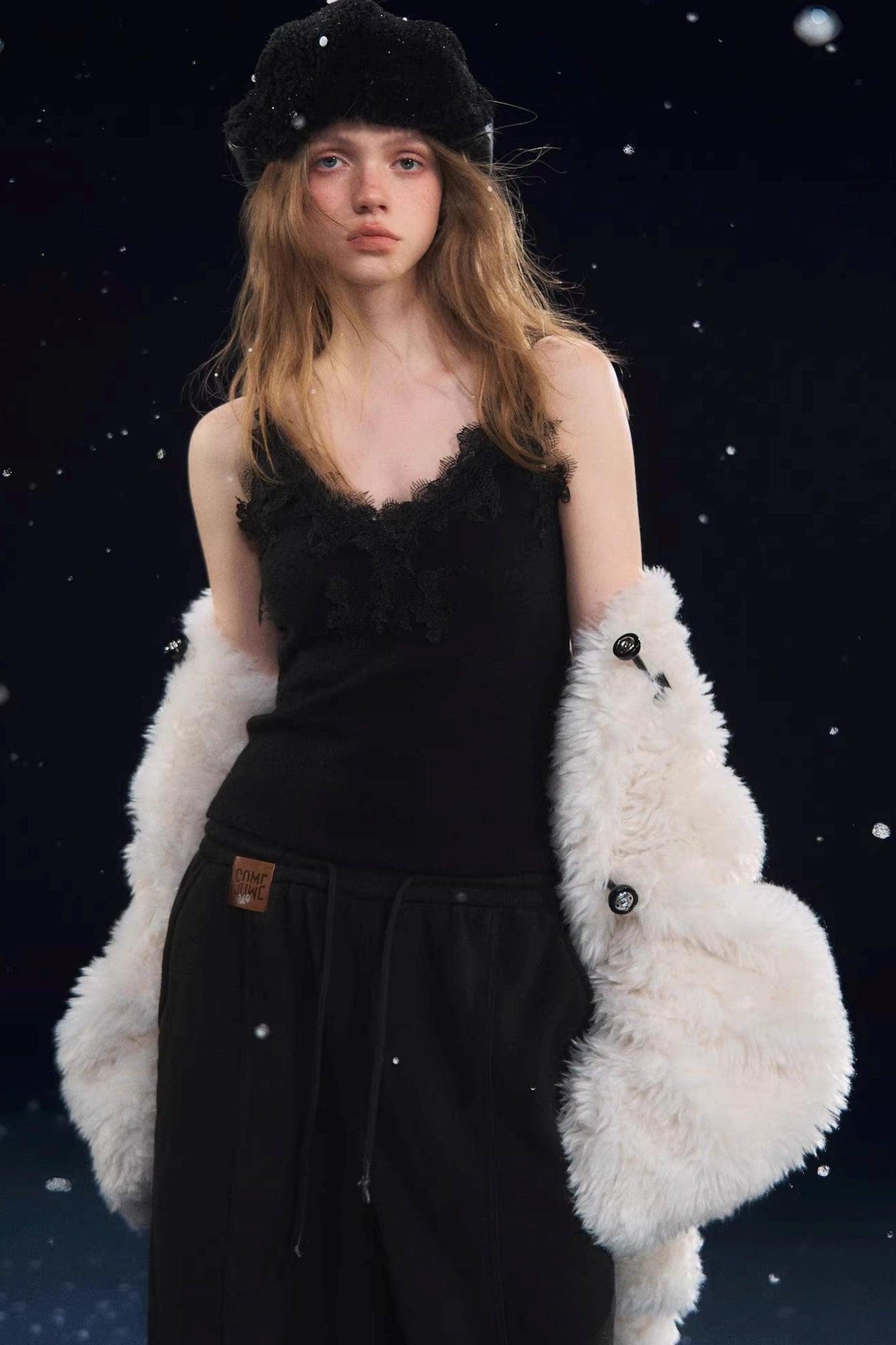 Soft Velvet Texture Lace Camisole