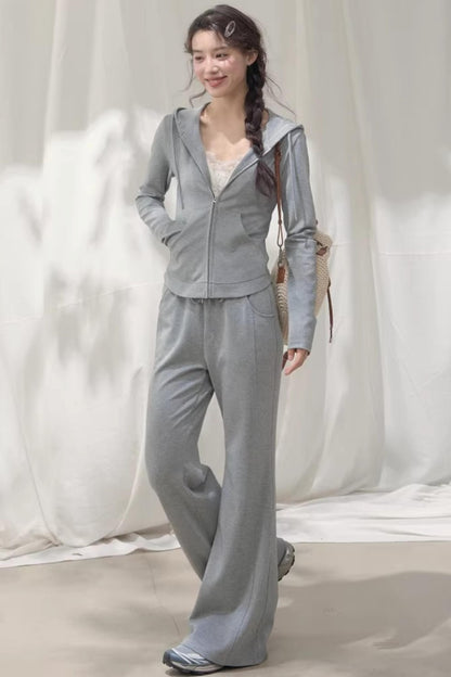 Hooded Zipper Sweatshirt Set-Up