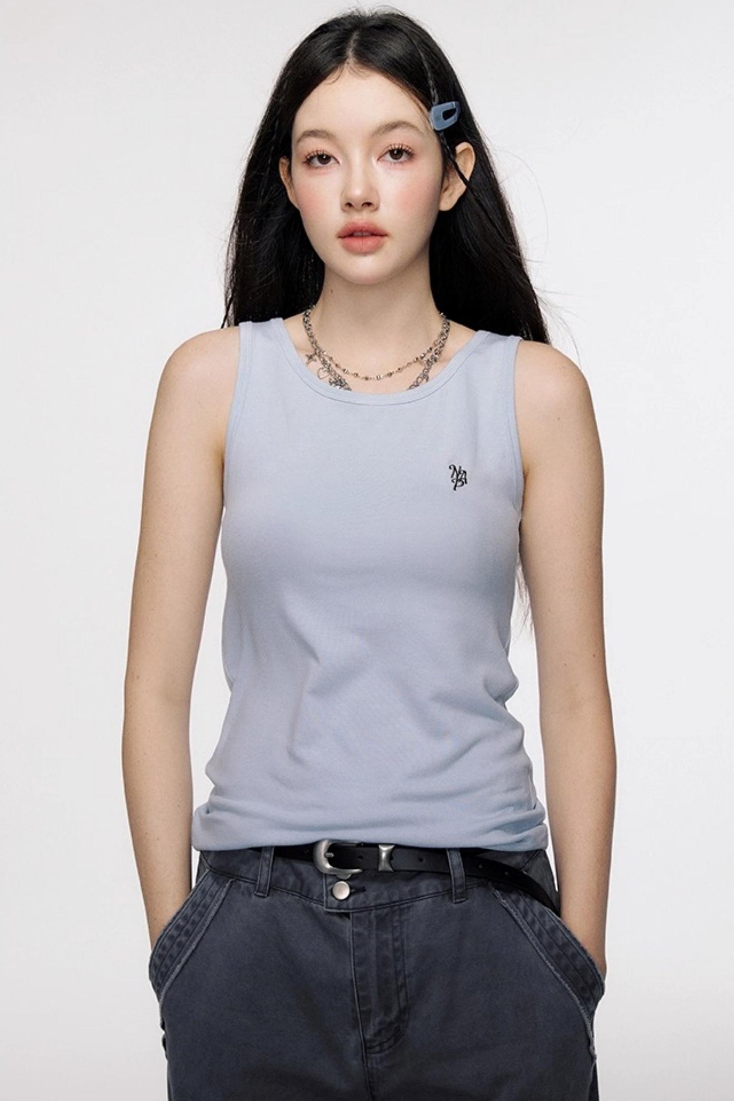 Open Front Long-Sleeved T-shirt & Vest Set-Up