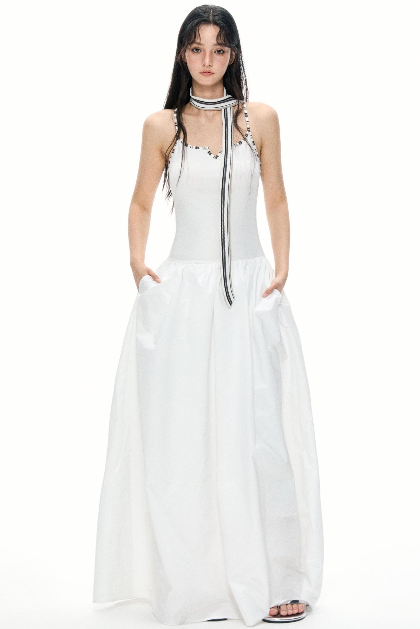 Summer White Halter Maxi Dress