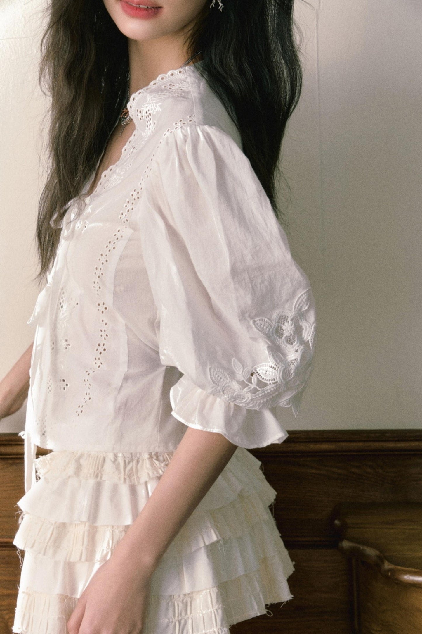 Bubble Sleeve Two Piece Cake Skirt Set-Up