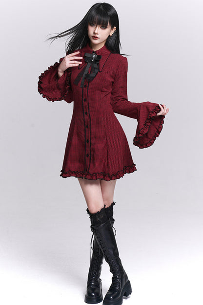 Red Plaid Shirt Dress