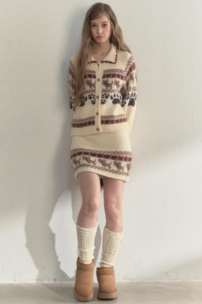 Vintage Knit College Style Sweater Set-Up
