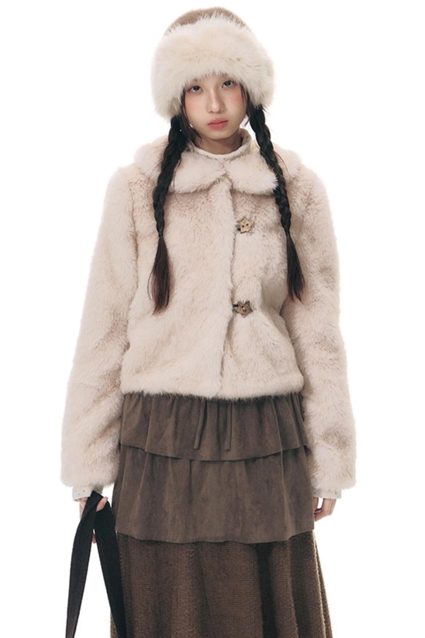 Faux Fur Doll Collar Jacket