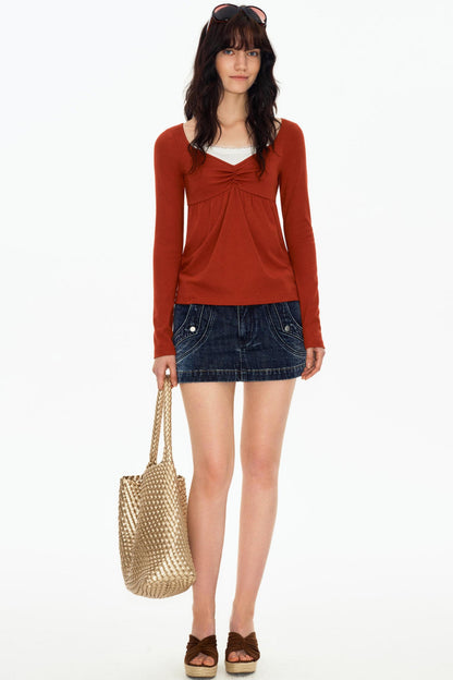 Retro-Workwear-Rock aus gewaschenem Denim